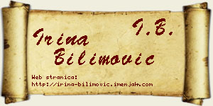 Irina Bilimović vizit kartica